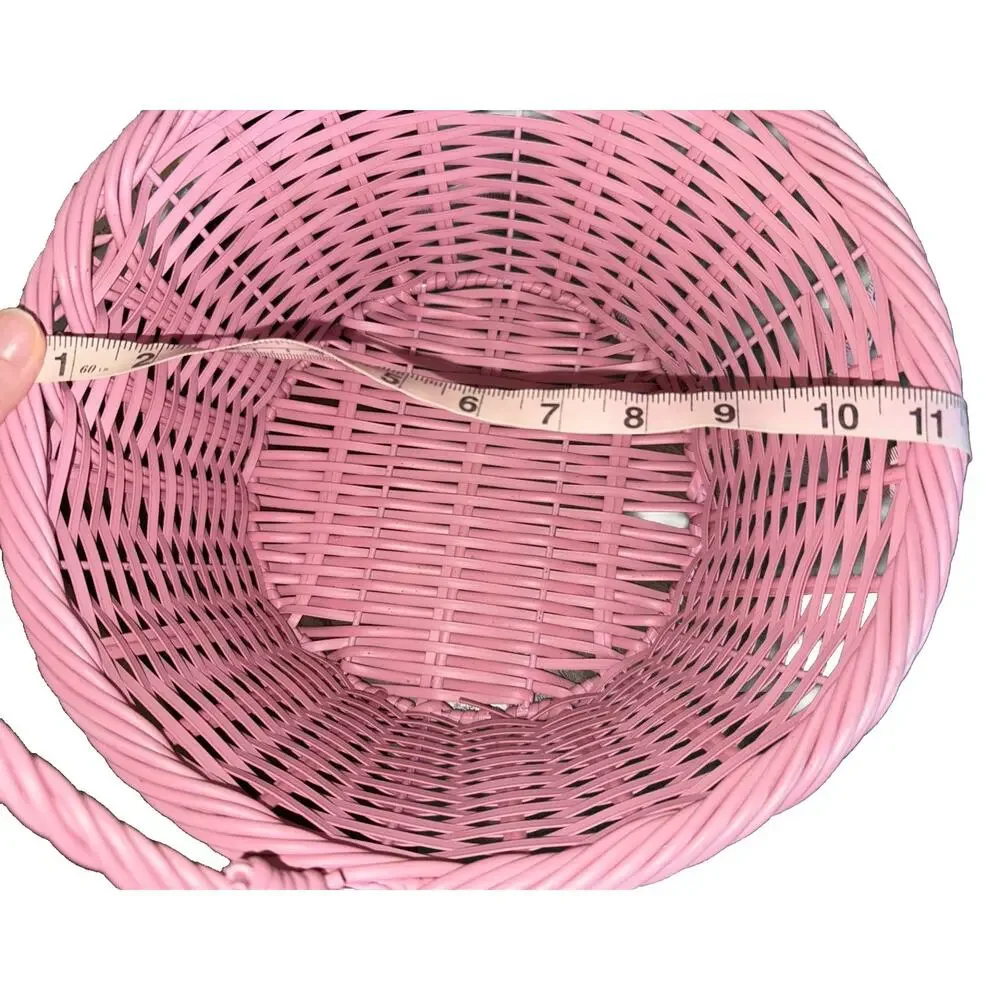 Pink Wicker Easter Basket 11.5” Used Excellent Condition